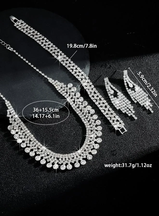 تايك تو طقم مجوهرات 3 قطع عقد وسوار وأقراط منمقة